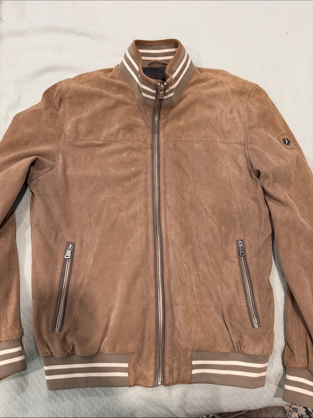 Milestone Suede Leather Bomber Jacket Size 50 (Medium)